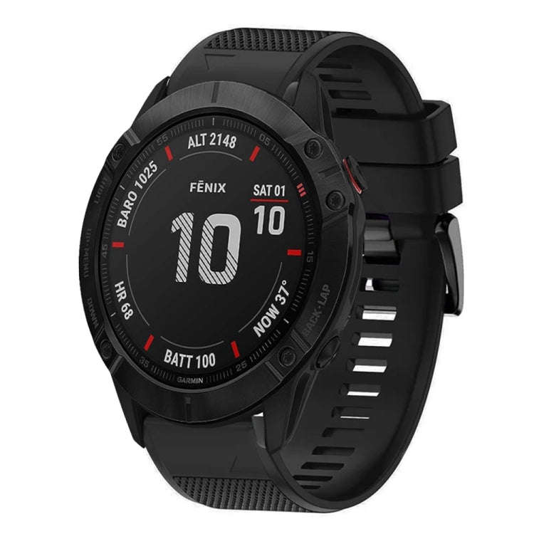 For Garmin Fenix 6X Sapphire Quick Release 26mm Silicone Watch Band(Black)