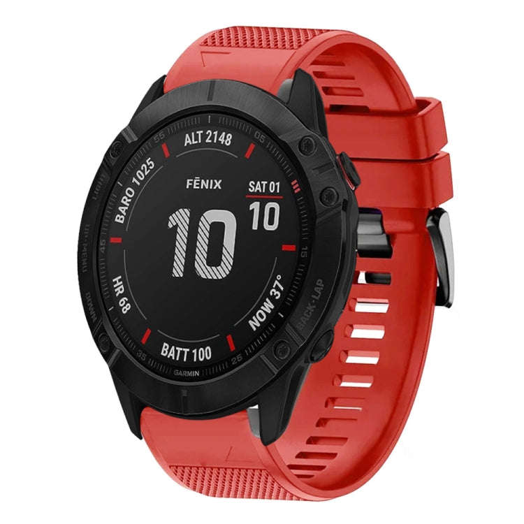 For Garmin Fenix 6X Sapphire Quick Release 26mm Silicone Watch Band(Red)