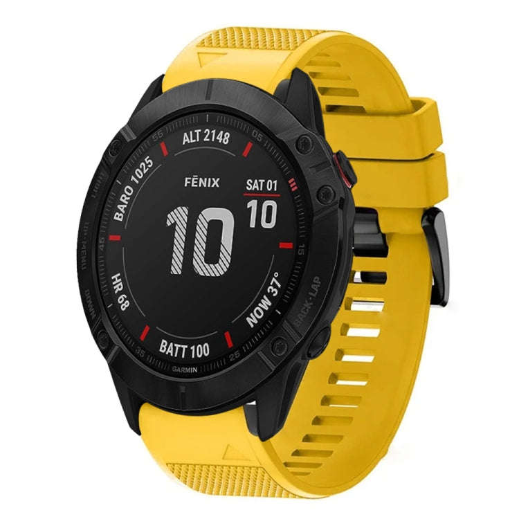 For Garmin Fenix 6X Sapphire Quick Release 26mm Silicone Watch Band(Yellow)