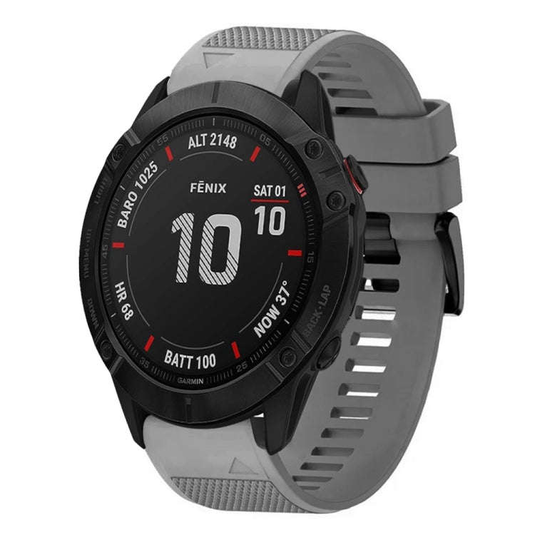 For Garmin Fenix 6X Sapphire Quick Release 26mm Silicone Watch Band(Grey)