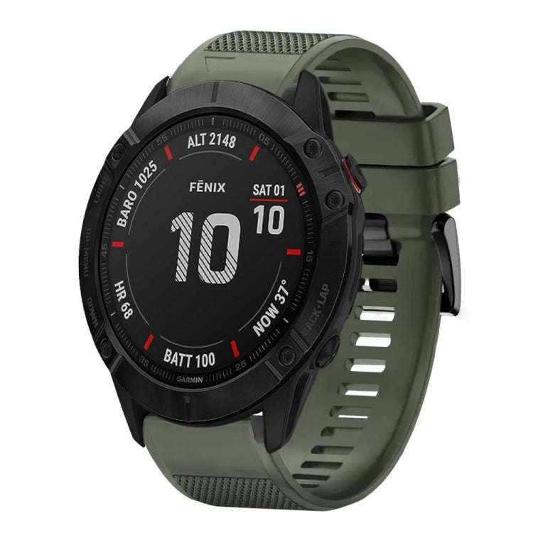 For Garmin Fenix 6X Sapphire Quick Release 26mm Silicone Watch Band(Army Green)