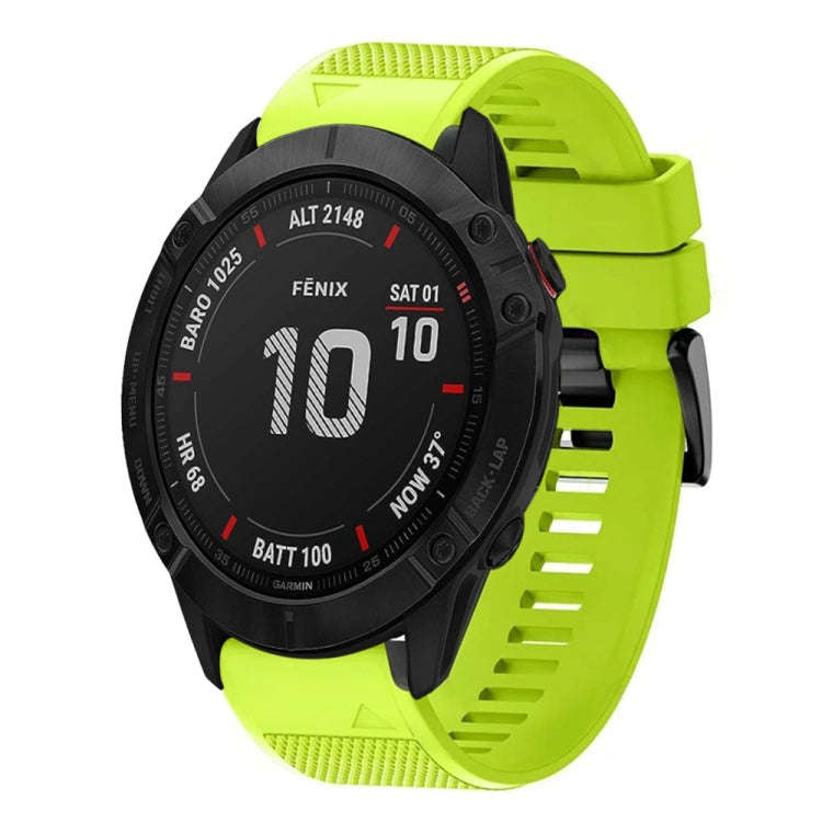 For Garmin Fenix 6X Sapphire Quick Release 26mm Silicone Watch Band(Lime Green)