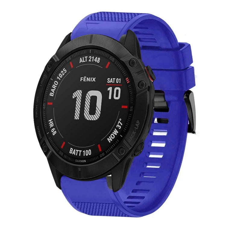For Garmin Fenix 6X Sapphire Quick Release 26mm Silicone Watch Band(Dark Blue)