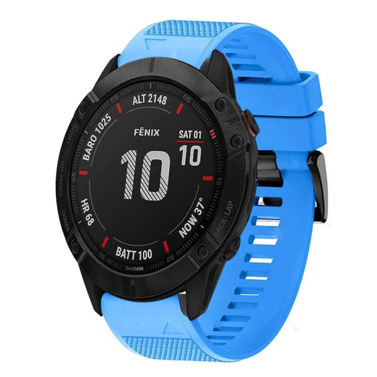 For Garmin Fenix 6X Sapphire Quick Release 26mm Silicone Watch Band(Sky Blue)