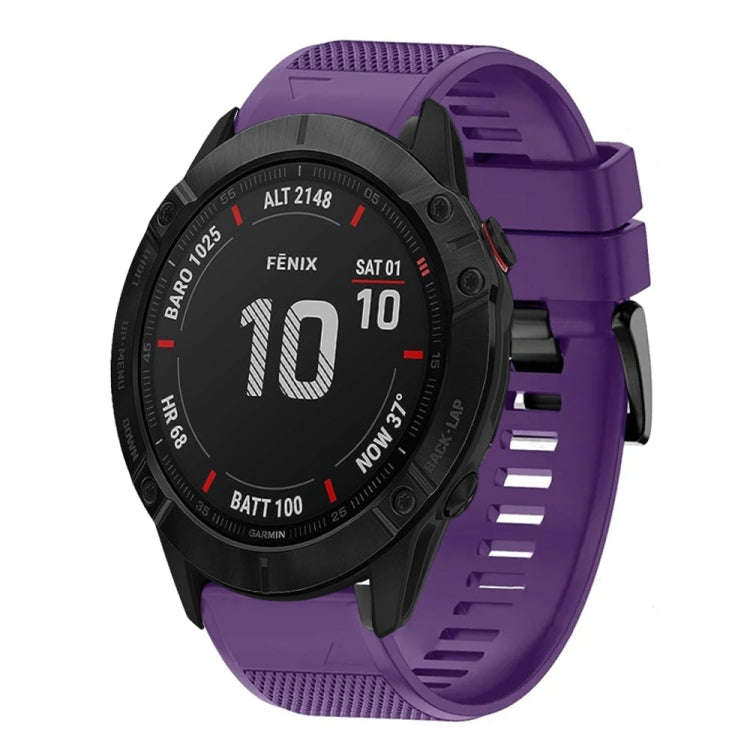 For Garmin Fenix 6X Sapphire Quick Release 26mm Silicone Watch Band(Purple)