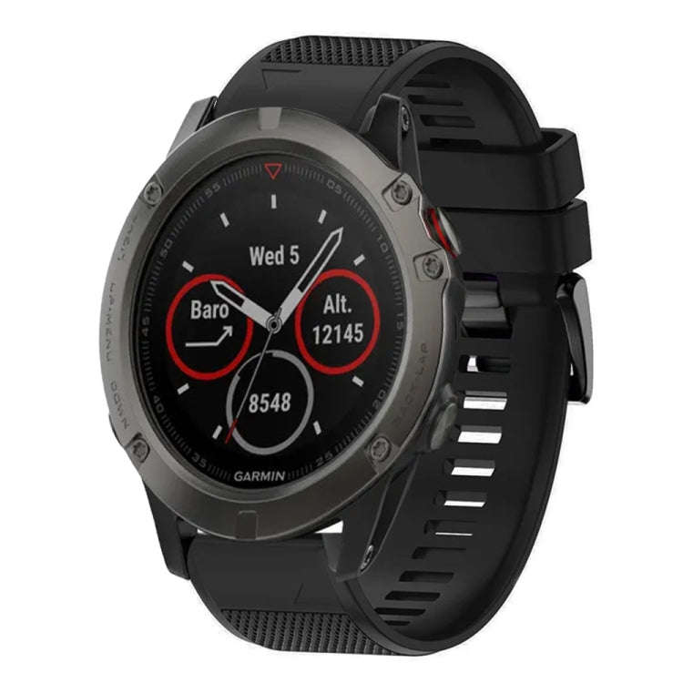 For Garmin Fenix 5X Sapphire Quick Release 26mm Silicone Watch Band(Black)