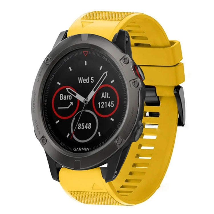 For Garmin Fenix 5X Sapphire Quick Release 26mm Silicone Watch Band(Yellow)