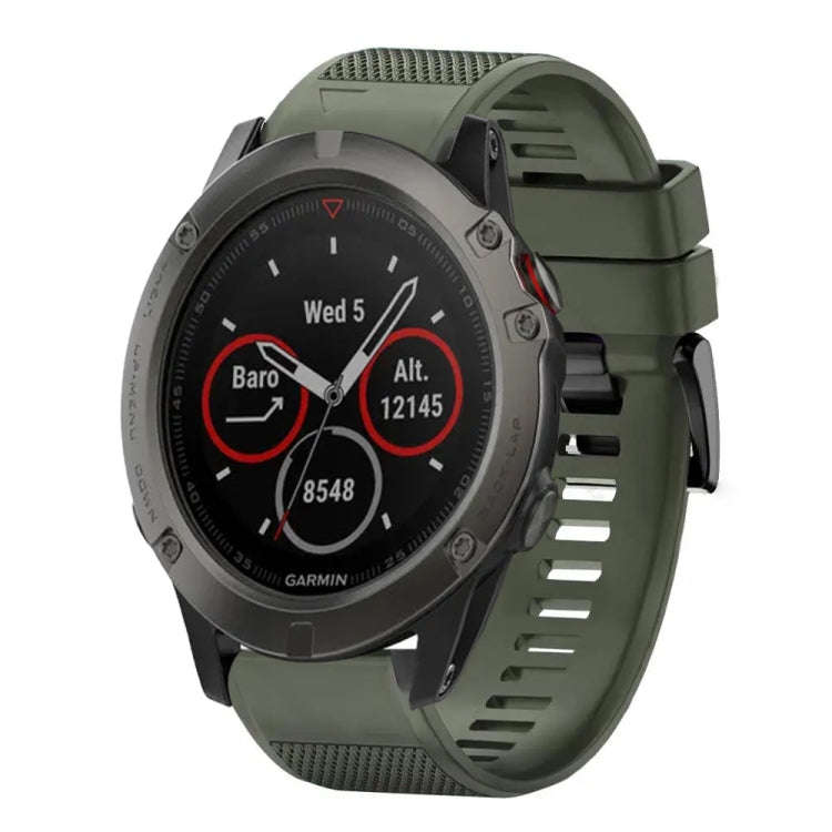 For Garmin Fenix 5X Sapphire Quick Release 26mm Silicone Watch Band(Army Green)