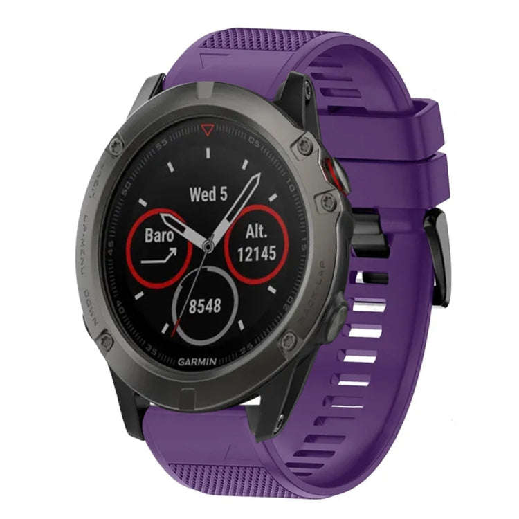 For Garmin Fenix 5X Sapphire Quick Release 26mm Silicone Watch Band(Purple)