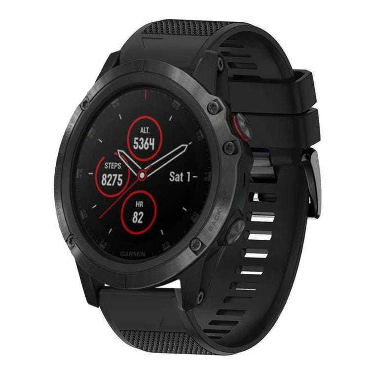 For Garmin Fenix 5X Plus Quick Release 26mm Silicone Watch Band(Black)