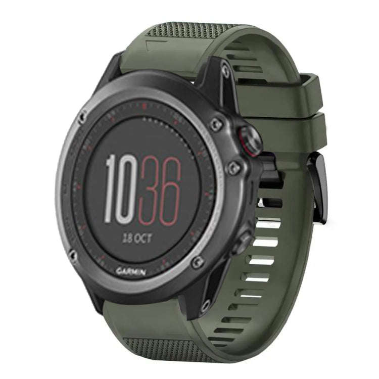 For Garmin Fenix 3 Quick Release 26mm Silicone Watch Band(Army Green)