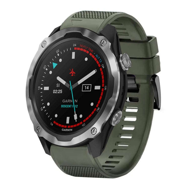 For Garmin Descent MK 2 Quick Release 26mm Silicone Watch Band(Army Green)