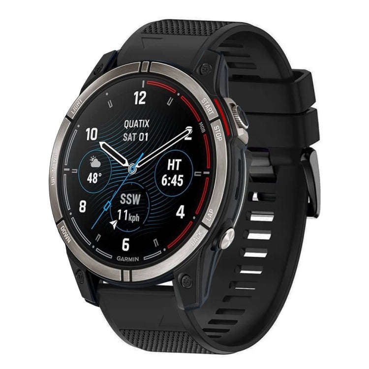 For Garmin Quatix 7 Pro Quick Release 22mm Silicone Watch Band(Black)