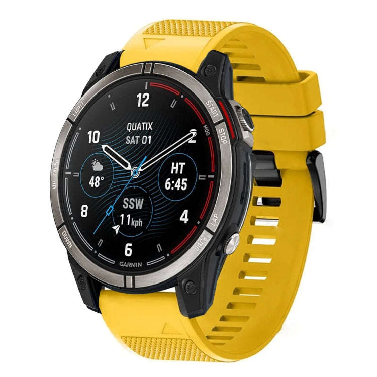 For Garmin Quatix 7 Pro Quick Release 22mm Silicone Watch Band(Yellow)