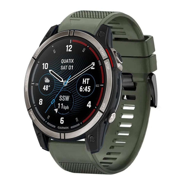 For Garmin Quatix 7 Pro Quick Release 22mm Silicone Watch Band(Army Green)