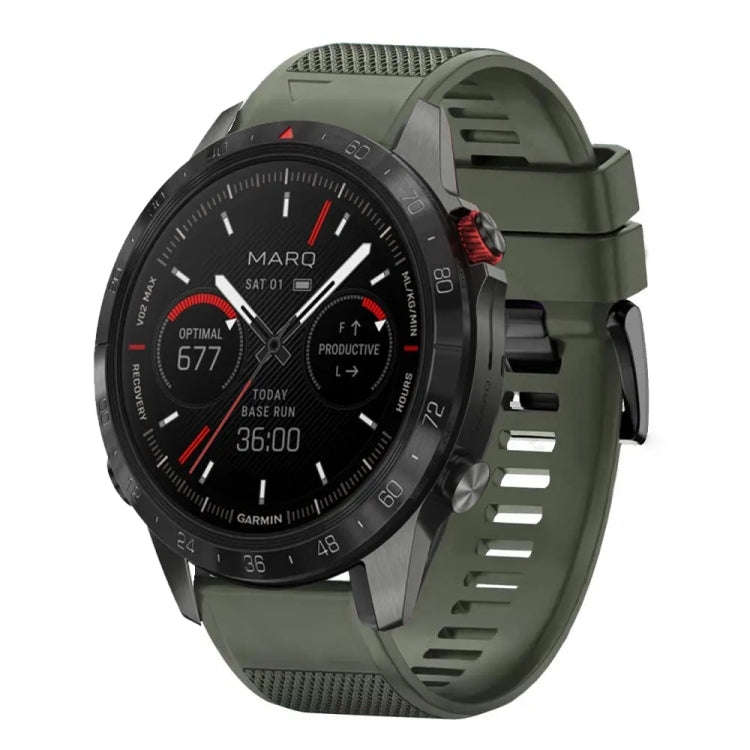 For Garmin MARQ Athlete Gen 2 Quick Release 22mm Silicone Watch Band(Army Green)