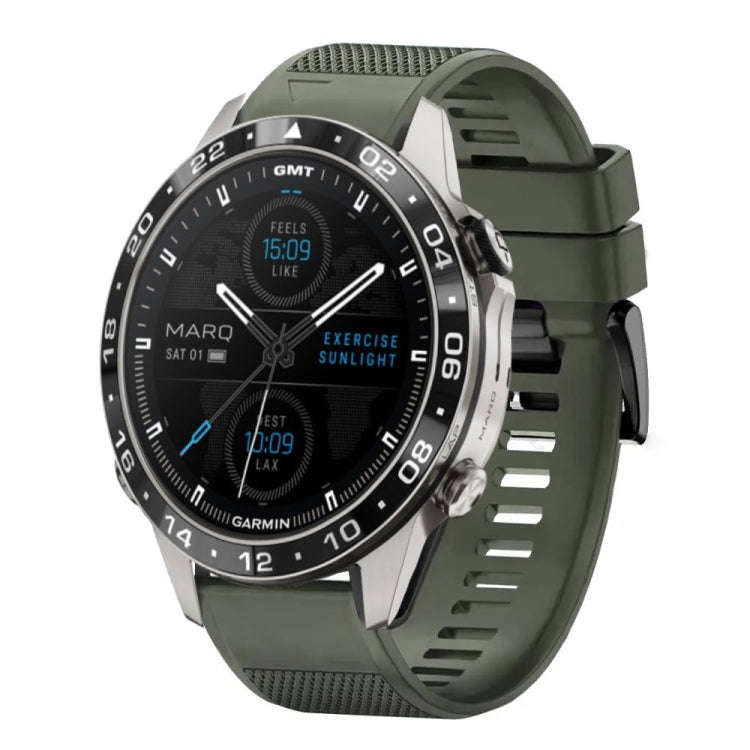 For Garmin MARQ Aviator Gen 2 Quick Release 22mm Silicone Watch Band(Army Green)