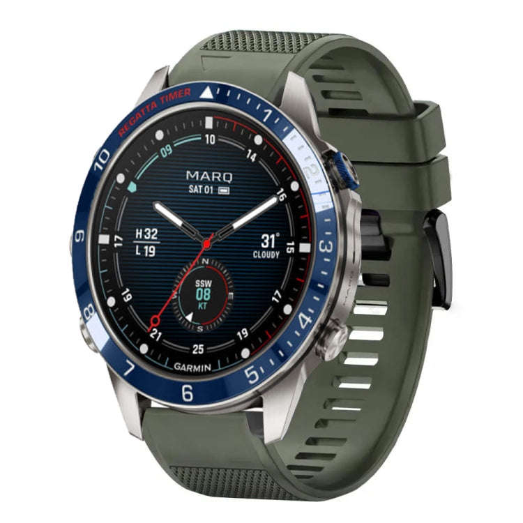 For Garmin MARQ Captain Gen 2 Quick Release 22mm Silicone Watch Band(Army Green)