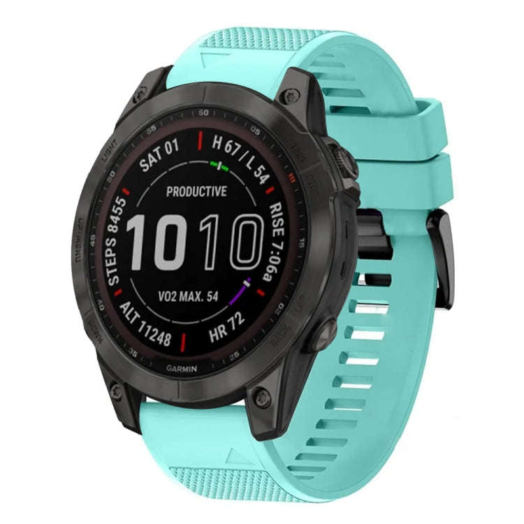 For Garmin Fenix 7 Sapphire Solar Quick Release 22mm Silicone Watch Band(Mint Green)