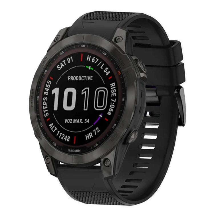 For Garmin Fenix 7 Sapphire Solar Quick Release 22mm Silicone Watch Band(Black)