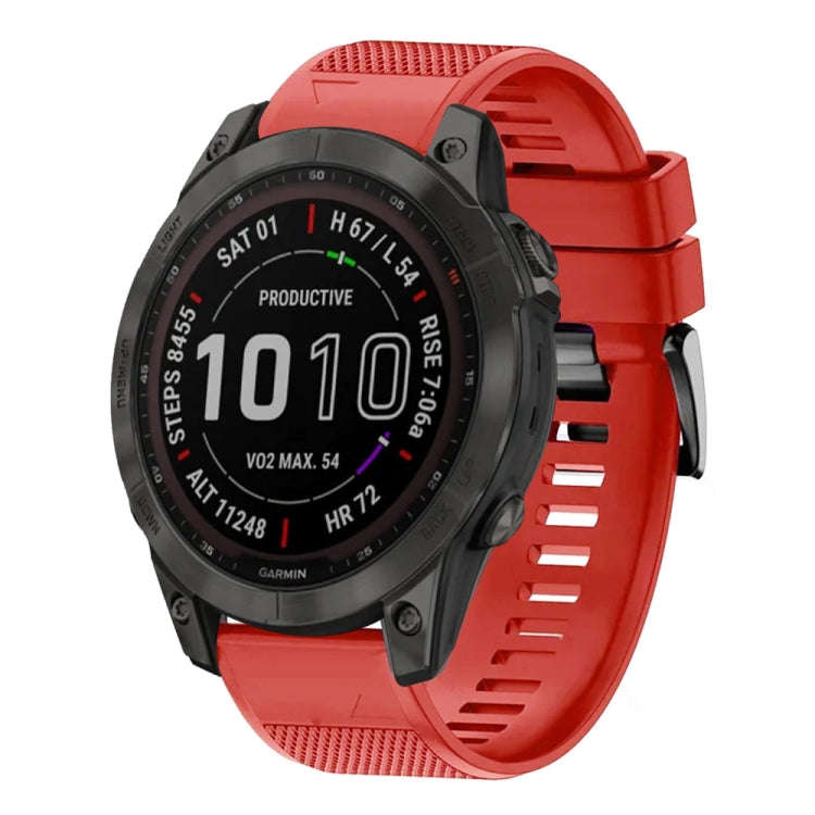 For Garmin Fenix 7 Sapphire Solar Quick Release 22mm Silicone Watch Band(Red)