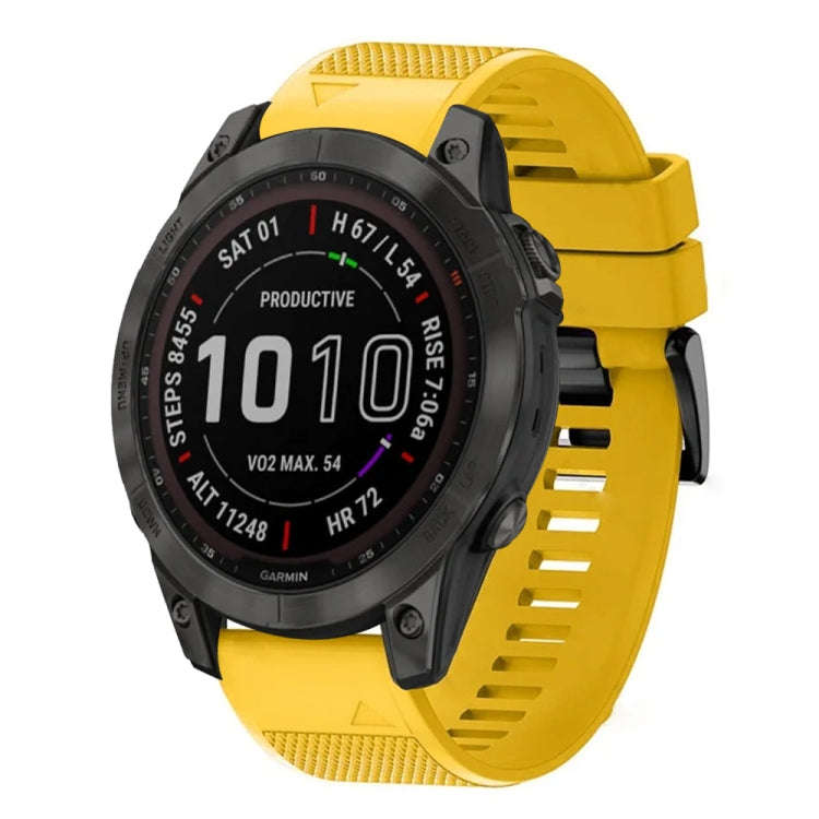 For Garmin Fenix 7 Sapphire Solar Quick Release 22mm Silicone Watch Band(Yellow)