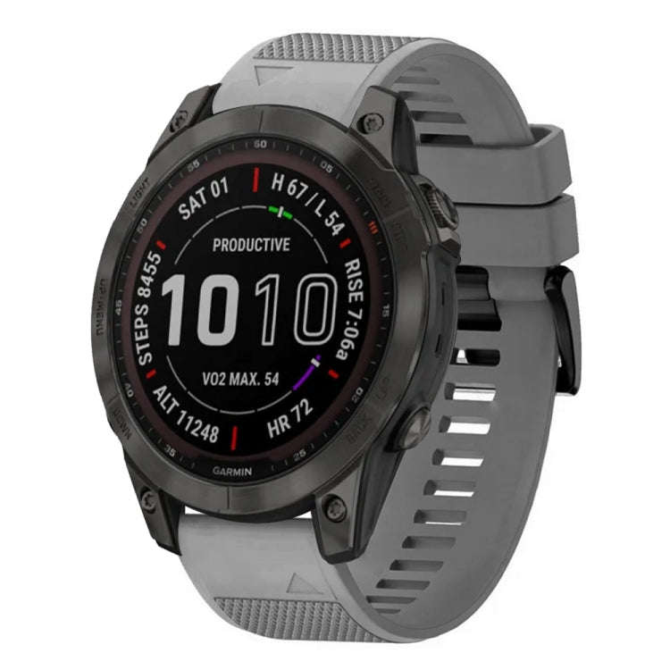 For Garmin Fenix 7 Sapphire Solar Quick Release 22mm Silicone Watch Band(Grey)