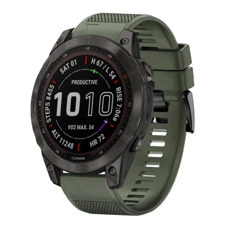 For Garmin Fenix 7 Sapphire Solar Quick Release 22mm Silicone Watch Band(Army Green)