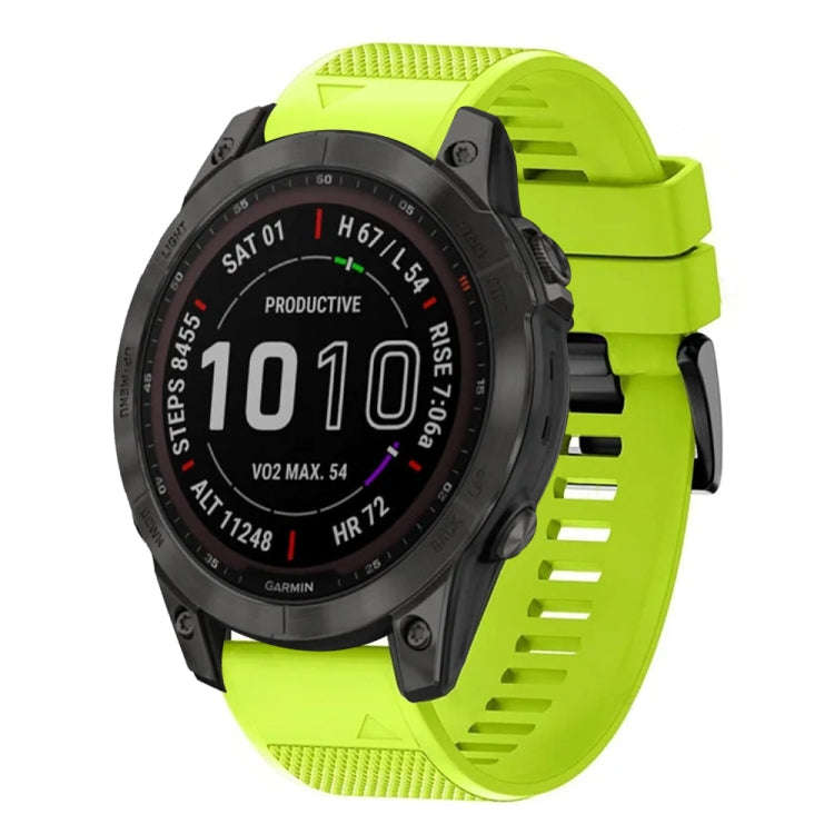 For Garmin Fenix 7 Sapphire Solar Quick Release 22mm Silicone Watch Band(Lime Green)