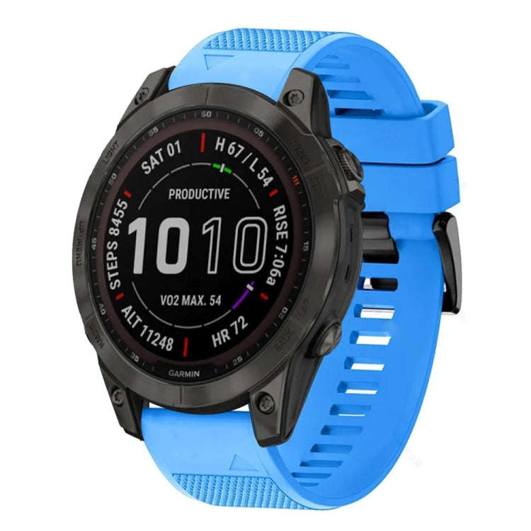 For Garmin Fenix 7 Sapphire Solar Quick Release 22mm Silicone Watch Band(Sky Blue)