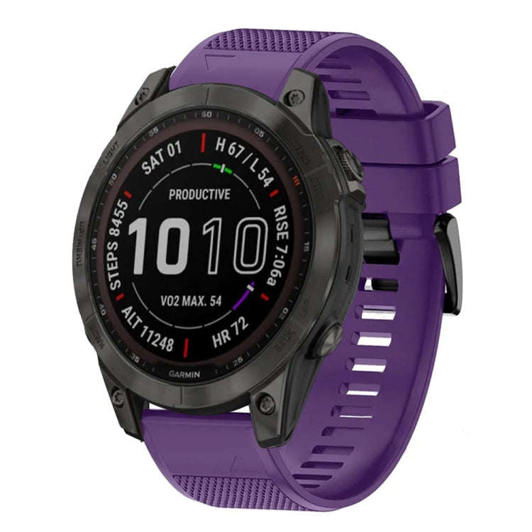 For Garmin Fenix 7 Sapphire Solar Quick Release 22mm Silicone Watch Band(Purple)
