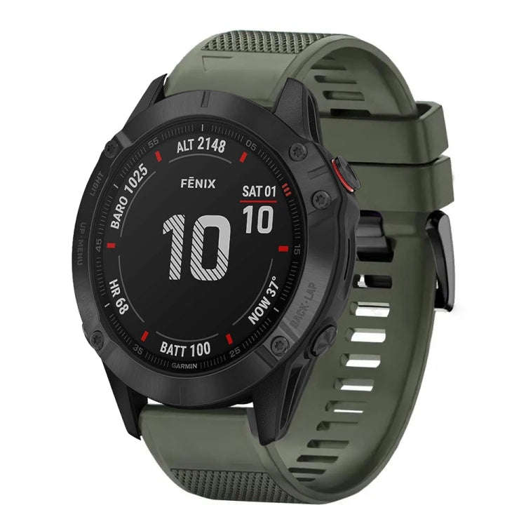 For Garmin Fenix 6 Pro Quick Release 22mm Silicone Watch Band(Army Green)