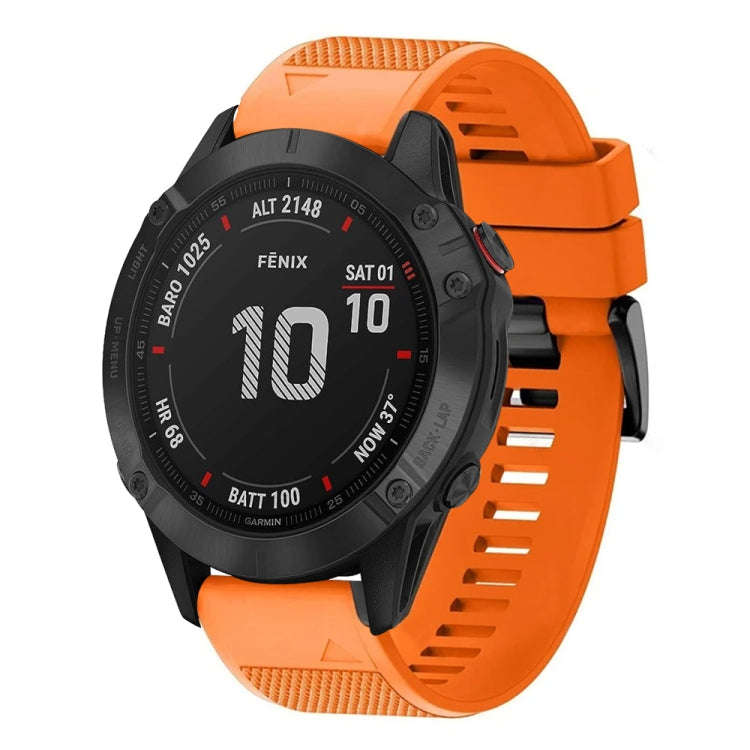 For Garmin Fenix 6 Sapphire Quick Release 22mm Silicone Watch Band(Orange)