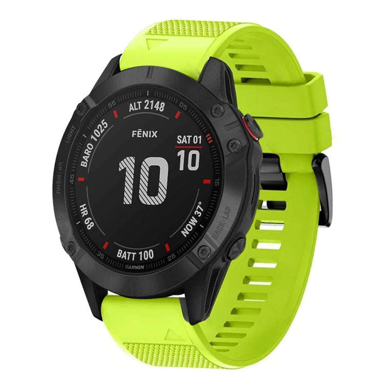 For Garmin Fenix 6 Sapphire Quick Release 22mm Silicone Watch Band(Lime Green)