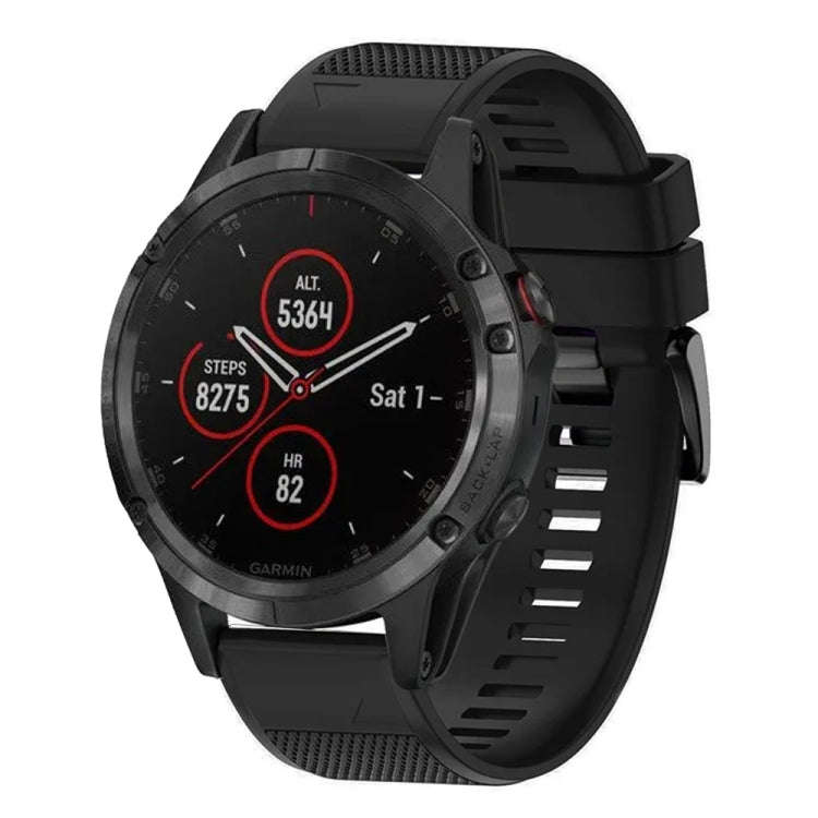 For Garmin Fenix 5 Quick Release 22mm Silicone Watch Band(Black)