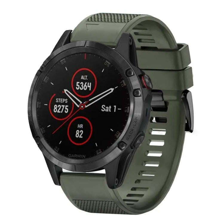 For Garmin Fenix 5 Quick Release 22mm Silicone Watch Band(Army Green)