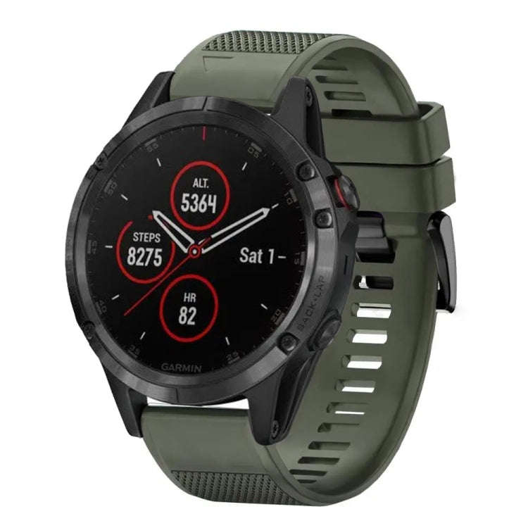 For Garmin Fenix 5 Plus Quick Release 22mm Silicone Watch Band(Army Green)