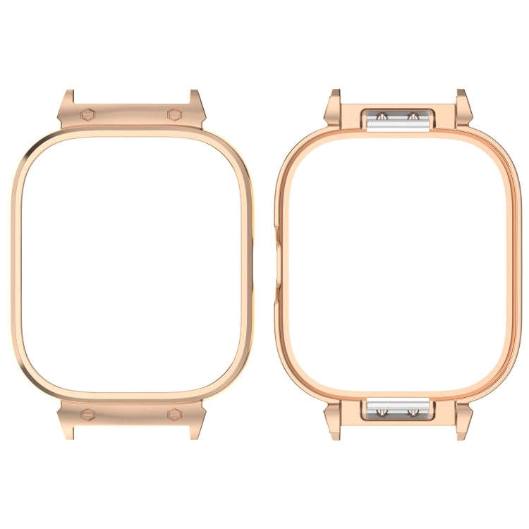 For Redmi Watch 4 Metal Frame Watch Protective Case(Rose Gold)