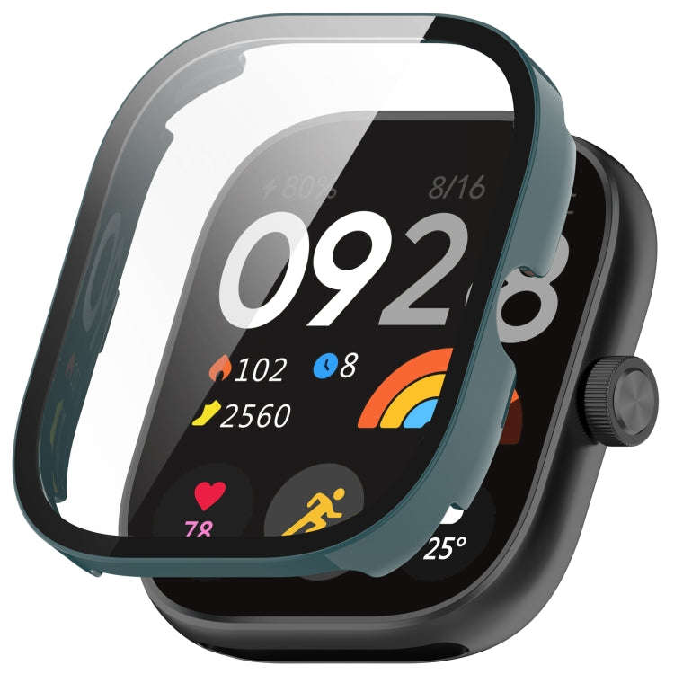 For Redmi Watch 4 Tempered Film Integrated PC Watch Protective Case(Pine Green)