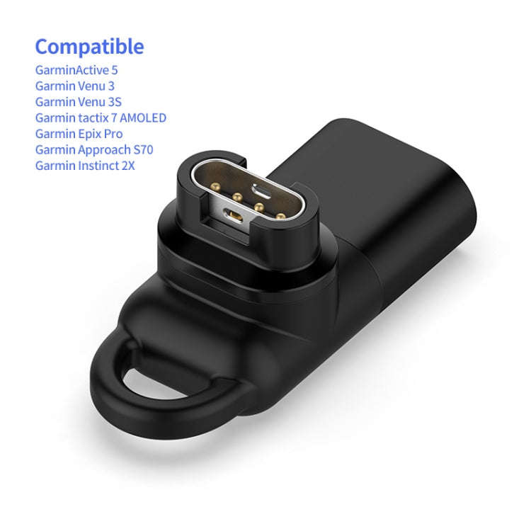 JUNSUNMAY For Garmin Venu 3 / Venu 3S Smart Watch Charging Data Sync Adapter, Interface:Type-C Port