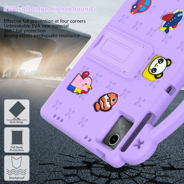 For Huawei MatePad SE 11 2024 Handle Kickstand Children EVA Shockproof Tablet Case(Light Purple)