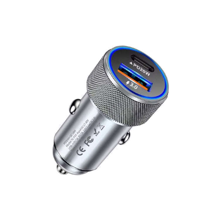 P19 Metal PD20W USB-C + QC18W USB Car Charger with USB-C to USB-C Date Cable for iPhone 15 series...