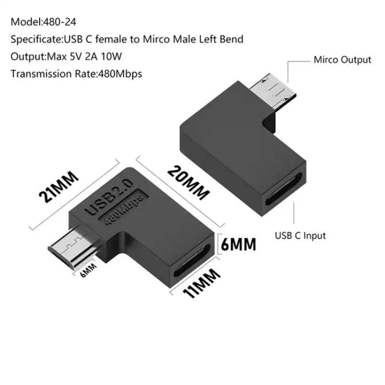 Type-C Female to Micro USB Male Adapter Data Charging Transmission, Specification:Type-C Female t...