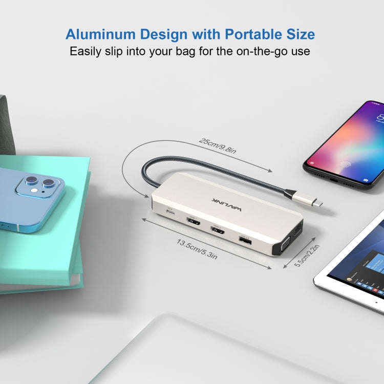 WAVLINK WL-UMD301 12 in 1 Multi-port Adapter 2*HDMI+1*VGA Triple Display USB-C Hub Dock