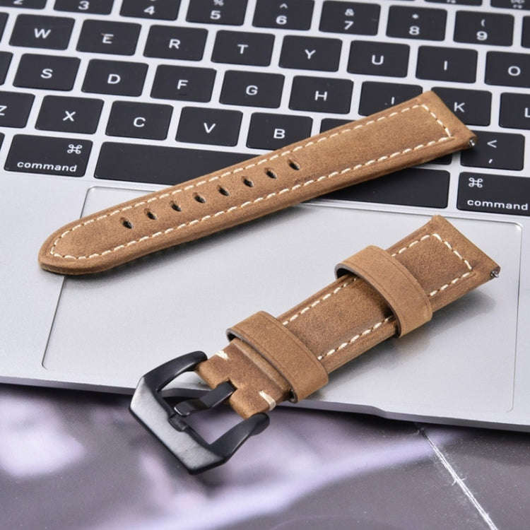 Frosted leather large black buckle For  Huawei Watch GT / Watch 2 Pro Watch Band(Light brown)