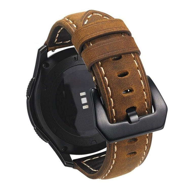 Frosted leather large black buckle For  Huawei Watch GT / Watch 2 Pro Watch Band(Dark brown)