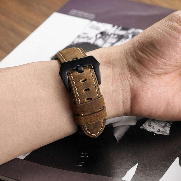Frosted leather large black buckle For  Huawei Watch GT / Watch 2 Pro Watch Band(Dark brown)