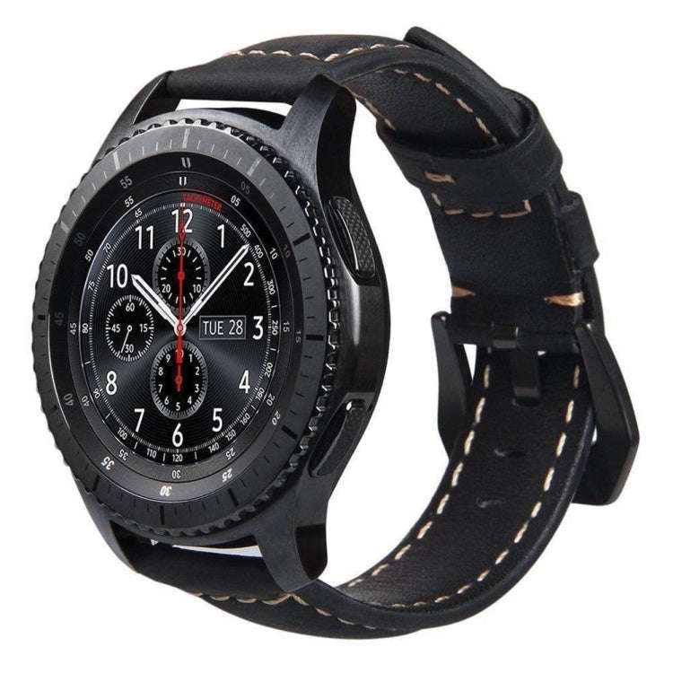 Frosted leather large black buckle For  Huawei Watch GT / Watch 2 Pro Watch Band(black)