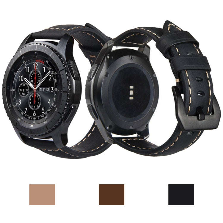 Frosted leather large black buckle For  Huawei Watch GT / Watch 2 Pro Watch Band(black)