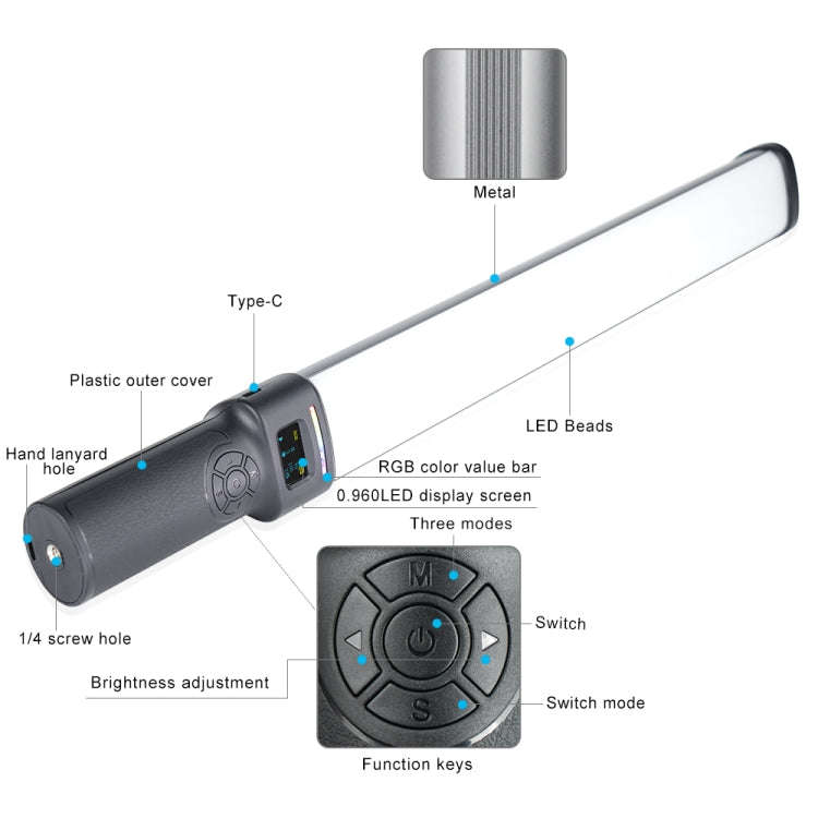 VLOGLITE W270RGB Live Streaming E-Sports Handheld Fill Light LED Studio Light(EU Plug)
